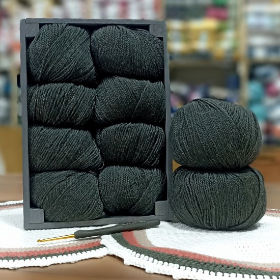 500 gr 10 Adet %75 Wool İhraç Fazlası Hare Melanjlı El Örgü İpi - Beton Haki