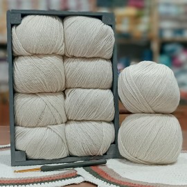 500 gr 10 Adet %75 Wool İhraç Fazlası Hare Melanjlı El Örgü İpi - Ekru Krem