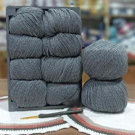 500 gr 10 Adet %75 Wool İhraç Fazlası Hare Melanjlı El Örgü İpi - Orta Gri