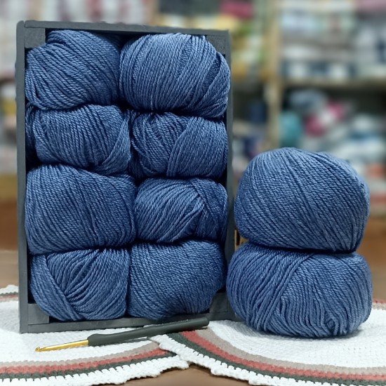 500 gr 10 Adet %75 Wool İhraç Fazlası Hare Melanjlı El Örgü İpi - Denim