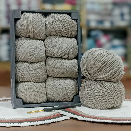 500 gr 10 Adet %75 Wool İhraç Fazlası Hare Melanjlı El Örgü İpi - Bej Melanj