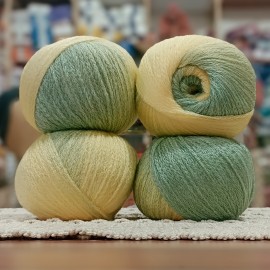 400 gr %20 Yünlü Zincir Büklüm Ebruli Cake İhraç Fazlası El Örgü İpi - Küf-Sarı