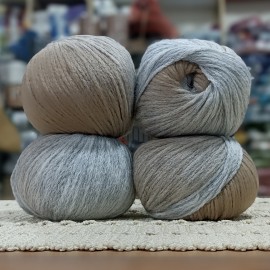 400 gr %20 Yünlü Zincir Büklüm Ebruli Cake İhraç Fazlası El Örgü İpi - SütlüKahve-GriMelanj