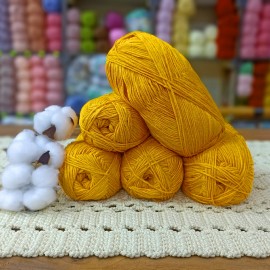 500 gr Life Cotton Bambu %50 Bamboo %50 Pamuk El Örgü İpi - Orta Sarı