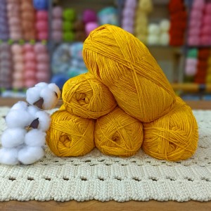 500 gr Life Cotton Bambu %50 Bamboo %50 Pamuk El Örgü İpi - Orta Sarı