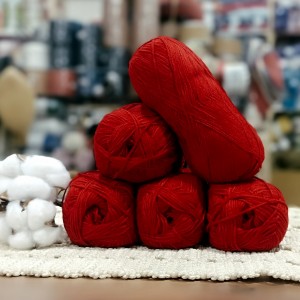 500 gr Life Cotton Bambu %50 Bamboo %50 Pamuk El Örgü İpi -  Kırmızı