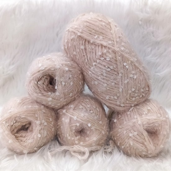 450-500 gr KATLAMA ANGORA Mini Ponponlu El Örgü İpi - Uçuk Pudra - Ekru  Ponponlu 450-500 gr KATLAMA ANGORA Mini Ponponlu El Örgü İpi - Uçuk Pudra - Ekru  Ponponlu