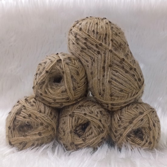 450-500 gr KATLAMA ANGORA Mini Ponponlu El Örgü İpi - Bej Kahve  - Kahve Ponponlu 450-500 gr KATLAMA ANGORA Mini Ponponlu El Örgü İpi - Bej Kahve  - Kahve Ponponlu