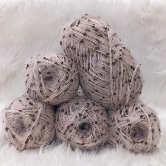 450-500 gr KATLAMA ANGORA Mini Ponponlu El Örgü İpi - Toz Pembe - Kahve Ponponlu 450-500 gr KATLAMA ANGORA Mini Ponponlu El Örgü İpi - Toz Pembe - Kahve Ponponlu