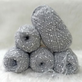 450-500 gr KATLAMA ANGORA Mini Ponponlu El Örgü İpi - Orta Gri - Beyaz Ponponlu 450-500 gr KATLAMA ANGORA Mini Ponponlu El Örgü İpi - Orta Gri - Beyaz Ponponlu