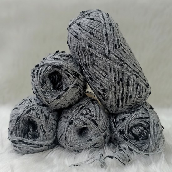 450-500 gr KATLAMA ANGORA Mini Ponponlu El Örgü İpi - Koyu Gri - Siyah Ponponlu 450-500 gr KATLAMA ANGORA Mini Ponponlu El Örgü İpi - Koyu Gri - Siyah Ponponlu