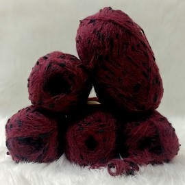450-500 gr KATLAMA ANGORA Mini Ponponlu El Örgü İpi - Bordo  - Siyah Ponponlu 450-500 gr KATLAMA ANGORA Mini Ponponlu El Örgü İpi - Bordo  - Siyah Ponponlu