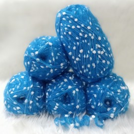 450-500 gr KATLAMA ANGORA Mini Ponponlu El Örgü İpi - Koyu Turkuaz  - Beyaz Ponponlu 450-500 gr KATLAMA ANGORA Mini Ponponlu El Örgü İpi - Koyu Turkuaz  - Beyaz Ponponlu