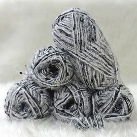 450-500 gr KATLAMA ANGORA Mini Ponponlu El Örgü İpi - Gri-Beyaz - Siyah Ponponlu 450-500 gr KATLAMA ANGORA Mini Ponponlu El Örgü İpi - Gri-Beyaz - Siyah Ponponlu