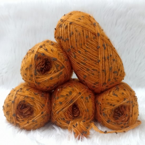 450-500 gr KATLAMA ANGORA Mini Ponponlu El Örgü İpi - Soft Turuncu - Boz Kahve Ponponlu 450-500 gr KATLAMA ANGORA Mini Ponponlu El Örgü İpi - Soft Turuncu - Boz Kahve Ponponlu