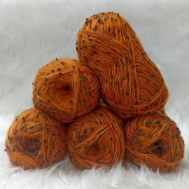 450-500 gr KATLAMA ANGORA Mini Ponponlu El Örgü İpi - Turuncu - Boz Kahve Ponponlu 450-500 gr KATLAMA ANGORA Mini Ponponlu El Örgü İpi - Turuncu - Boz Kahve Ponponlu