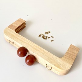 Ahşap Mıknatıslı Dikdörtgen Çanta Bursu 22 cm  Boncuk Topuzlu Naturel Ahşap Mıknatıslı Dikdörtgen Çanta Bursu 22 cm  Boncuk Topuzlu Naturel