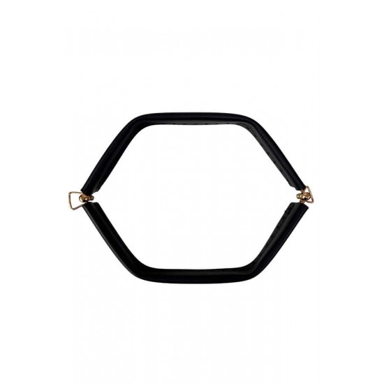 Derili Yaylı 30 cm Burs Gold Detaylı - Siyah  Derili Yaylı 30 cm Burs Gold Detaylı - Siyah