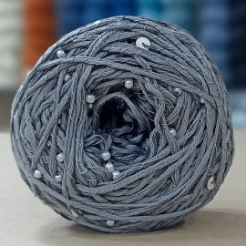 100 gr Sarma İncili Pullu El Örgü İpliği - Duman Gri Gümüş Pullu