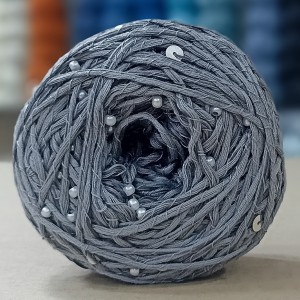 100 gr Sarma İncili Pullu El Örgü İpliği - Duman Gri Gümüş Pullu