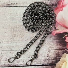 117 cm Kancalı Metal Çanta Zinciri - FÜME - 8 mm Genişlik
