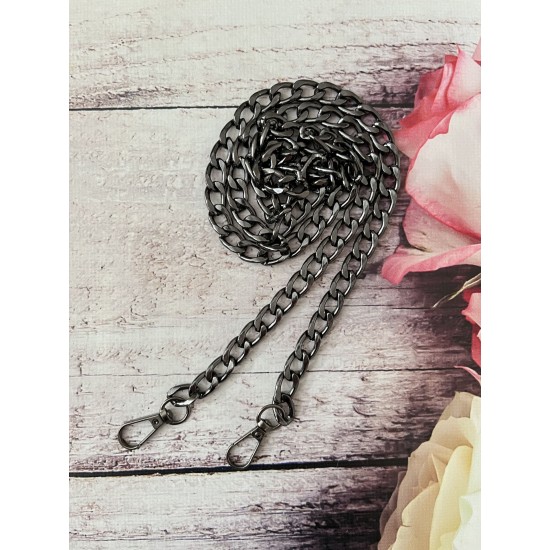 117 cm Kancalı Metal Çanta Zinciri - FÜME - 8 mm Genişlik