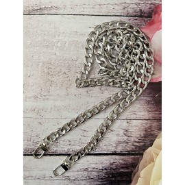 117 cm Kancalı Metal Çanta Zinciri - GÜMÜŞ - 8 mm Genişlik