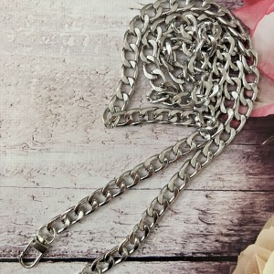 117 cm Kancalı Metal Çanta Zinciri - GÜMÜŞ - 8 mm Genişlik