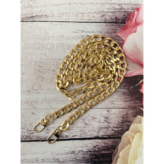 118 cm Kancalı Metal Çanta Zinciri - GOLD - 8 mm Genişlik