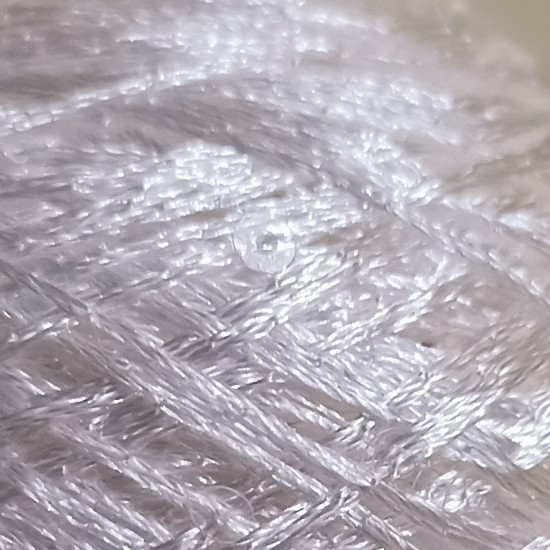 100 gr Sarma Küçük Pullu Payetli İnce El Örgü İpliği - Beyaz - Şeffaf Yuvarlak Pullu