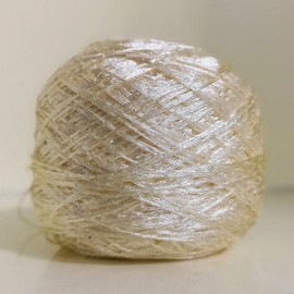 100 gr Sarma Küçük Pullu Payetli İnce El Örgü İpliği - Krem- Şeffaf Renkli Çiçekli Pullu