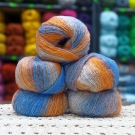 5 adet 250 gr %40 Mohair ( Kid Moher) Tüylü İnce İhraç Fazlası Ebruli El Örgü İpi
