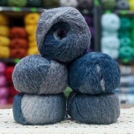 5 adet 250 gr %40 Mohair ( Kid Moher) Tüylü İnce İhraç Fazlası Ebruli El Örgü İpi