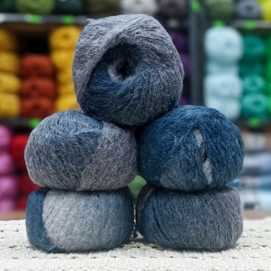 5 adet 250 gr %40 Mohair ( Kid Moher) Tüylü İnce İhraç Fazlası Ebruli El Örgü İpi