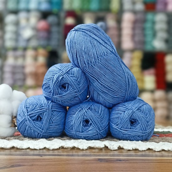 500 gr Life Cotton Bambu %50 Bamboo %50 Pamuk El Örgü İpi - Açık Denim