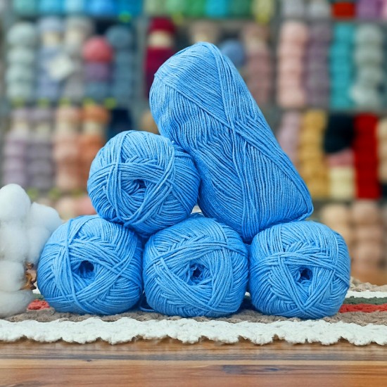 500 gr Life Cotton Bambu %50 Bamboo %50 Pamuk El Örgü İpi -  Turkuaz Mavi 