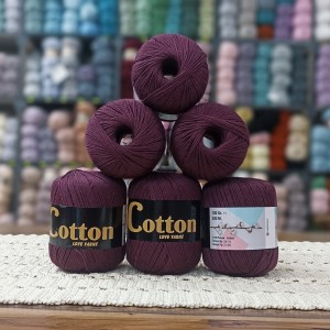 6 Adet (600) gr Cotton Love Yarns %100 Brezilya Saf Pamuk - Bordo