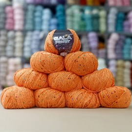 10 Adet 500 gr  Gala Payet Pullu İhraç Fazlası El Örgü İpliği - Oranj - Renkli Çiçek Pullu