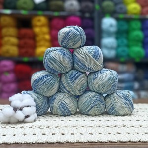 500 gr  %60 Pamuk Doku Batik Ebruli El Örgü İpi 10 Adet