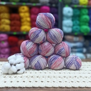 500 gr  %60 Pamuk Doku Batik Ebruli El Örgü İpi 10 Adet