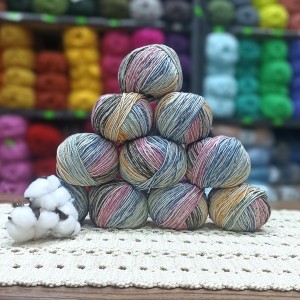 500 gr  %60 Pamuk Doku Batik Ebruli El Örgü İpi 10 Adet