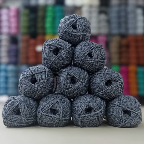 50 gr 10 Adet %100 Virgin Wool (Saf Yeni Yün) İhraç Fazlası El Örgü İpi 500 gr -  Orta Gri Melanj