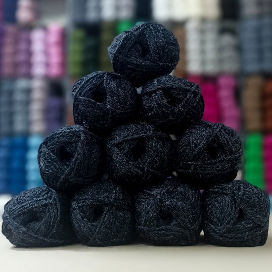 50 gr 10 Adet %100 Virgin Wool (Saf Yeni Yün) İhraç Fazlası El Örgü İpi 500 gr -  Siyah Antrasit - Gri Melanj