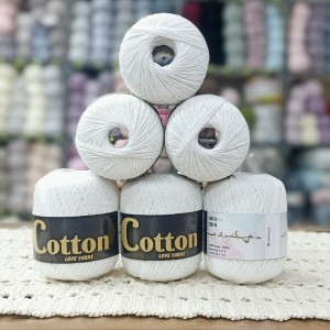 6 Adet (600) gr Cotton Love Yarns %100 Brezilya Saf Pamuk - Beyaz