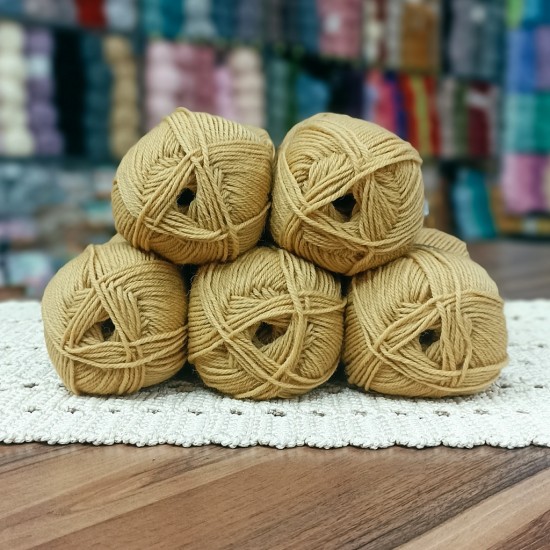 450 - 500 gr %75 Wool ( Yün ) İhraç Fazlası El Örgü İpi - Uçuk Hardal