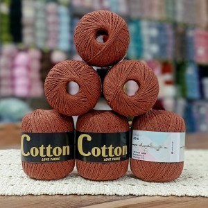 6 Adet (600) gr Cotton Love Yarns %100 Brezilya Saf Pamuk - Kiremit Taba 