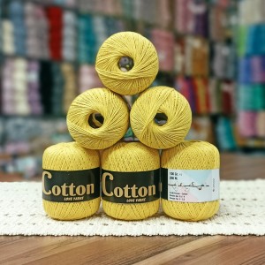 6 Adet (600) gr Cotton Love Yarns %100 Brezilya Saf Pamuk - Canlı Sarı