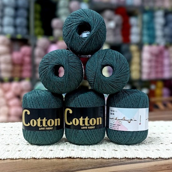 6 Adet (600) gr Cotton Love Yarns %100 Brezilya Saf Pamuk - Zümrüt