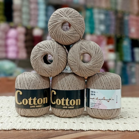 6 Adet (600) gr Cotton Love Yarns %100 Brezilya Saf Pamuk - Sütlü Kahve