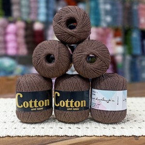 6 Adet (600) gr Cotton Love Yarns %100 Brezilya Saf Pamuk - Koyu Boz Kahve